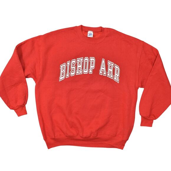 NEW Jerzees VTG Bishop AHR Red Pullover Sweatshirt Men Polyester Big 2X CrewNeck - Picture 1 of 8